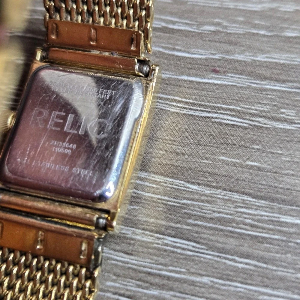 Relic Gold Tone ZR33648 Mesh Band Square Face Water Resistant Women's Watch